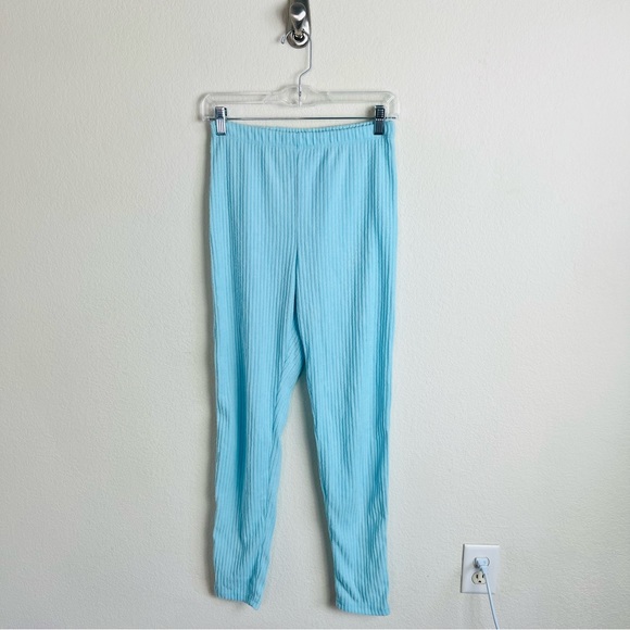 Fashion Nova Aqua Blue Ribbed Long Sleeve & Pants Set - Picture 2 of 14